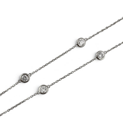 14k White Gold 10 Station Diamond by the Yard Necklace 1.46ctw G-H SI1 18" 4.3g