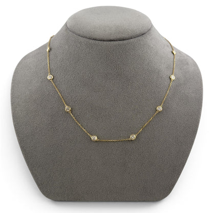 14k Yellow Gold 10 Station Diamond by the Yard Necklace 1.50ctw G-H SI1 18" 3.6g