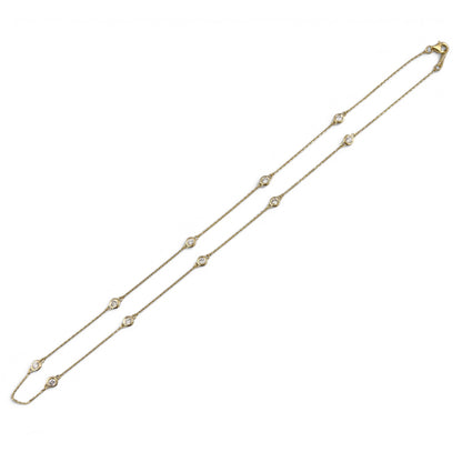 14k Yellow Gold 10 Station Diamond by the Yard Necklace 0.82ctw G-H SI1 18" 3.2g