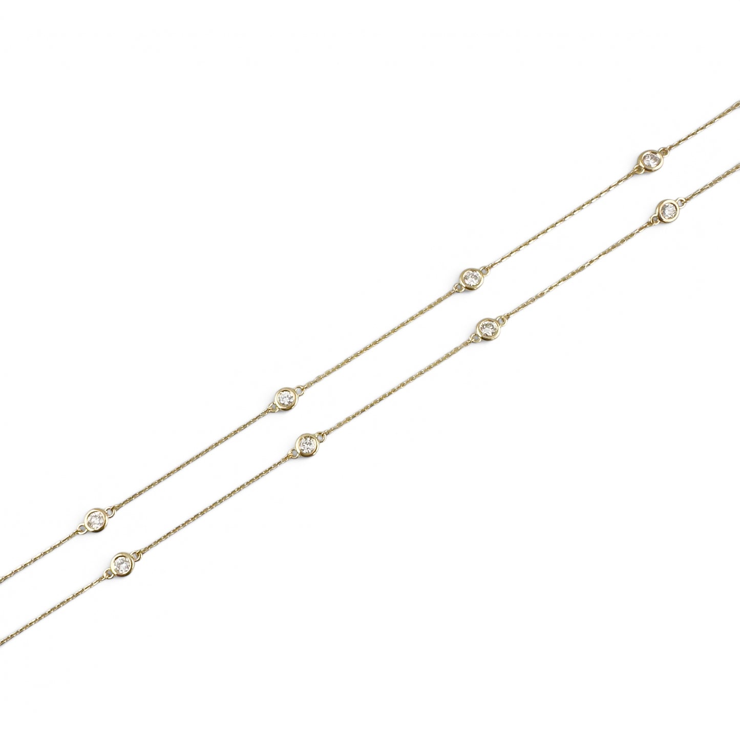 14k Yellow Gold 10 Station Diamond by the Yard Necklace 0.82ctw G-H SI1 18" 3.2g