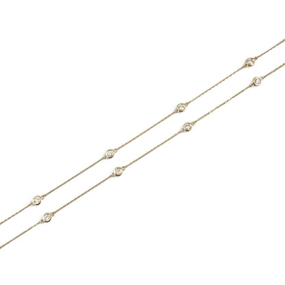 14k Yellow Gold 10 Station Diamond by the Yard Necklace 0.82ctw G-H SI1 18" 3.2g