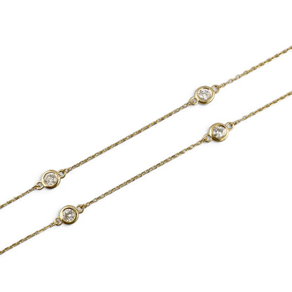 14k Yellow Gold 10 Station Diamond by the Yard Necklace 0.82ctw G-H SI1 18" 3.2g