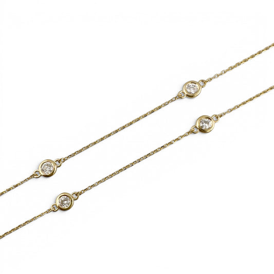 14k Yellow Gold 10 Station Diamond by the Yard Necklace 0.82ctw G-H SI1 18" 3.2g