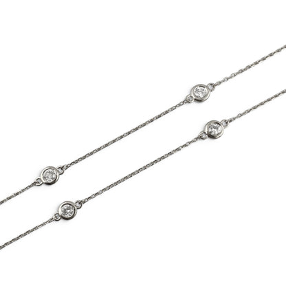 14k White Gold 10 Station Diamond by the Yard Necklace 0.84ctw G-H SI1 18" 3.4g