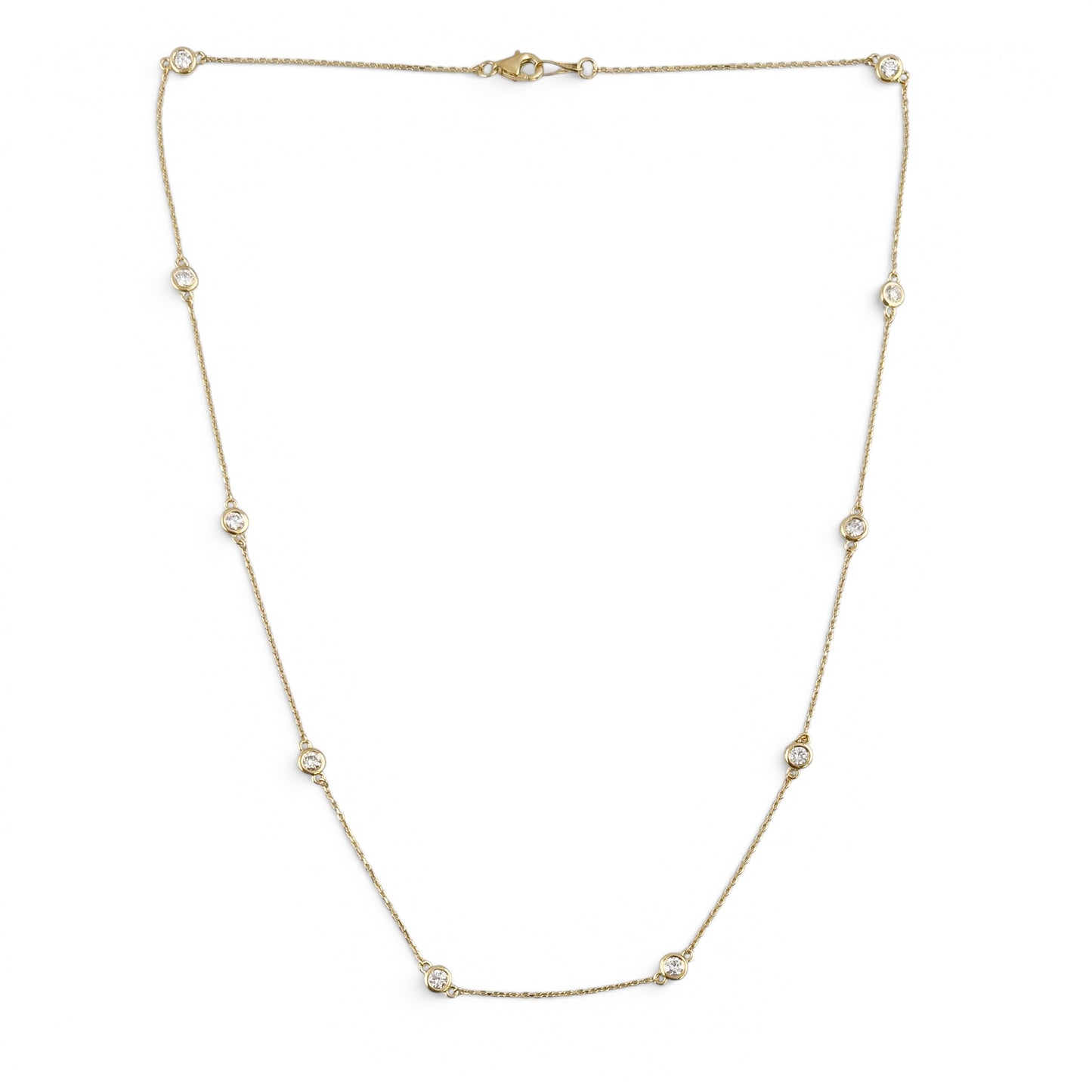 14k Yellow Gold 10 Station Diamond by the Yard Necklace 0.82ctw G-H SI1 18" 3.2g