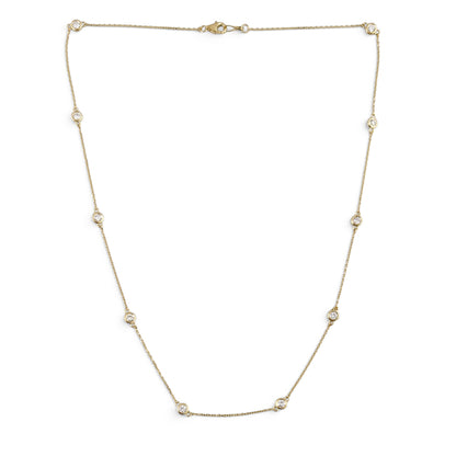 14k Yellow Gold 10 Station Diamond by the Yard Necklace 0.82ctw G-H SI1 18" 3.2g