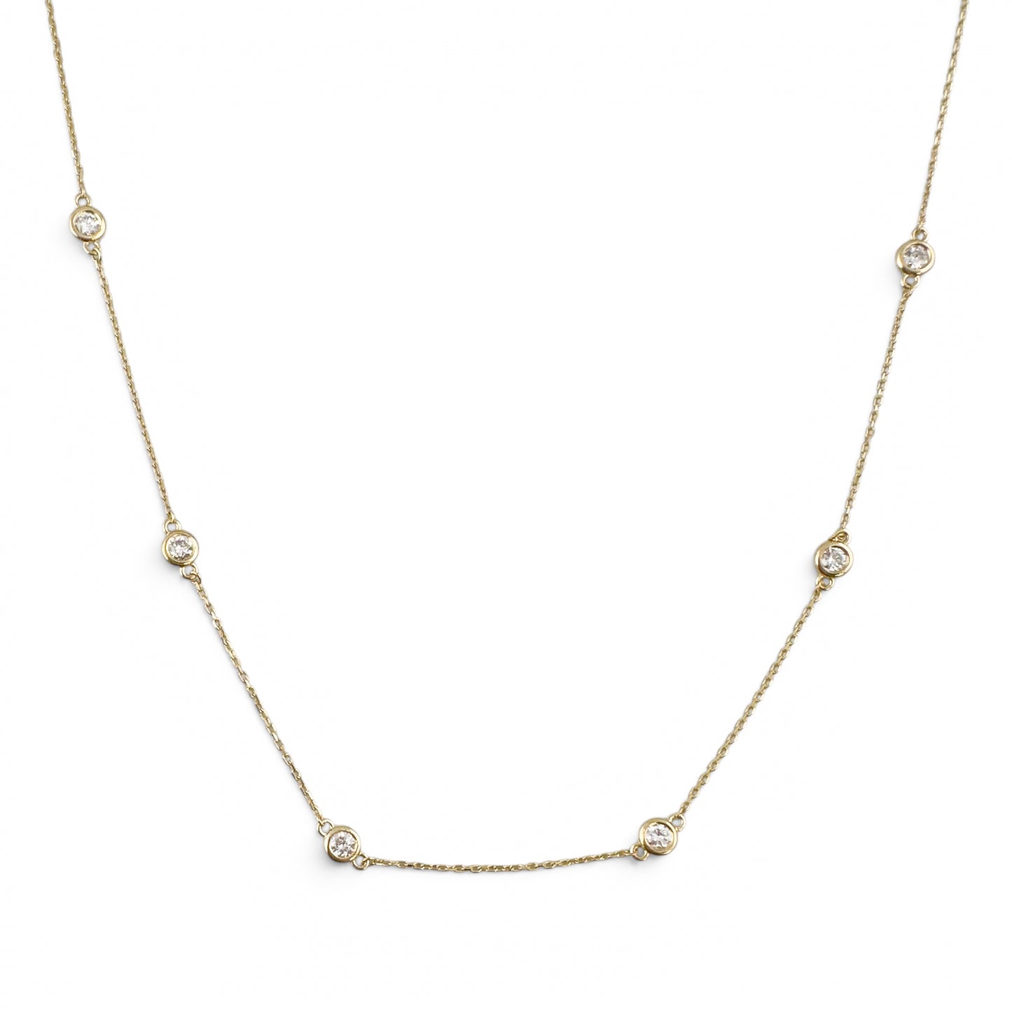 14k Yellow Gold 10 Station Diamond by the Yard Necklace 0.82ctw G-H SI1 18" 3.2g