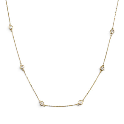 14k Yellow Gold 10 Station Diamond by the Yard Necklace 0.82ctw G-H SI1 18" 3.2g