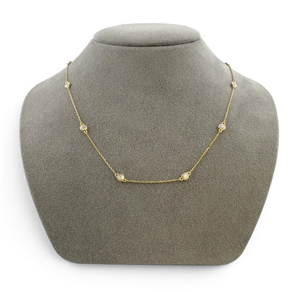 14k Yellow Gold 10 Station Diamond by the Yard Necklace 0.82ctw G-H SI1 18" 3.2g