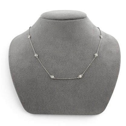 14k White Gold 10 Station Diamond by the Yard Necklace 0.84ctw G-H SI1 18" 3.4g