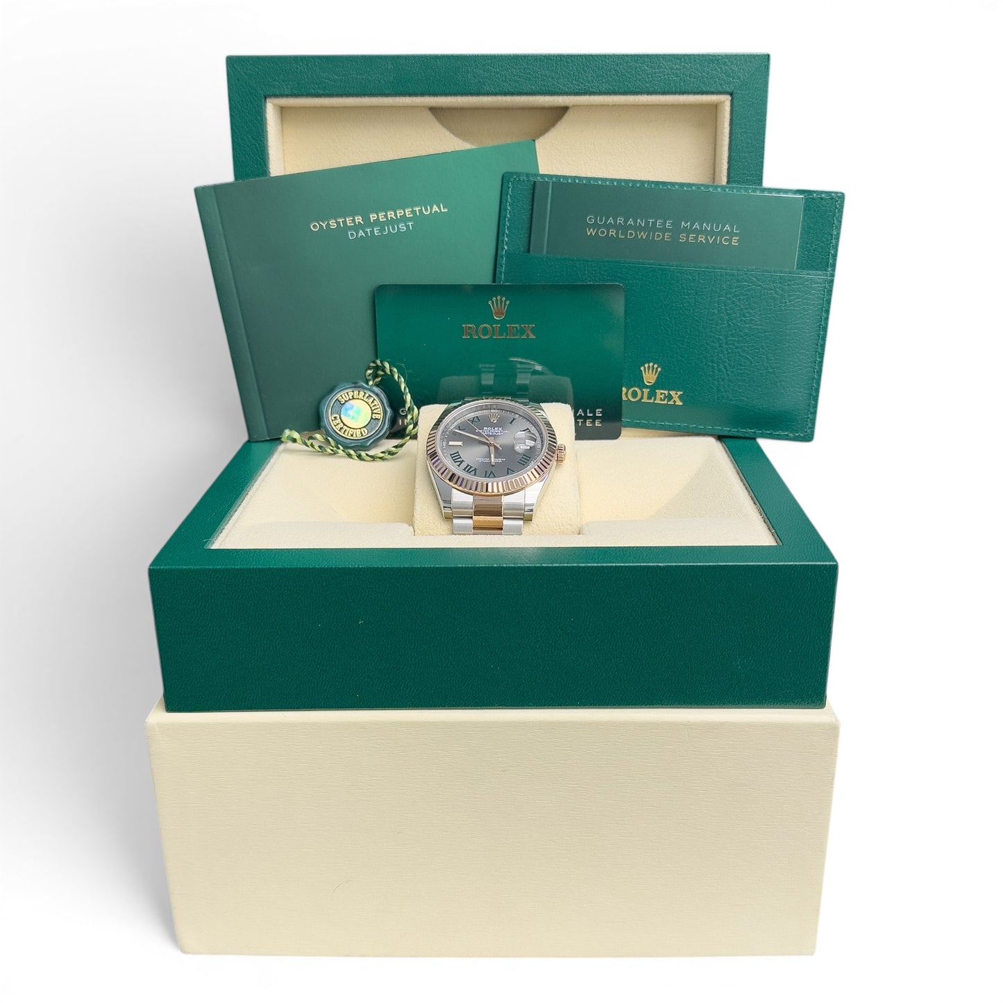 2021 Rolex DateJust Two-Tone 18k Rose Gold WIMBLEDON 41mm 126331 BOX + PAPERS