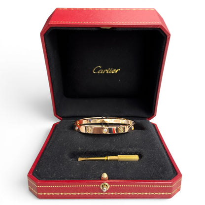 Cartier DOUBLE Love Bracelet 12 DIAMOND 18k Rose Gold Size 16 BAG BOX & RECEIPT