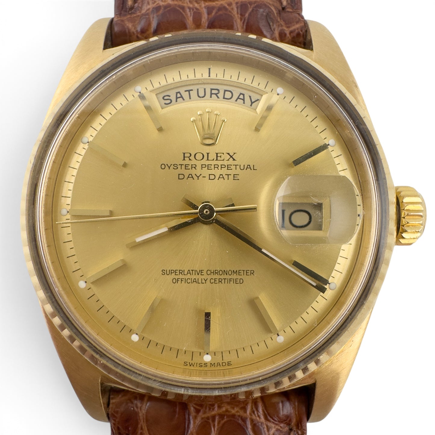 1969 Rolex Day-Date President 1803 Champagne 18k Yellow Gold 36mm Vintage Watch
