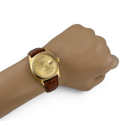 1969 Rolex Day-Date President 1803 Champagne 18k Yellow Gold 36mm Vintage Watch