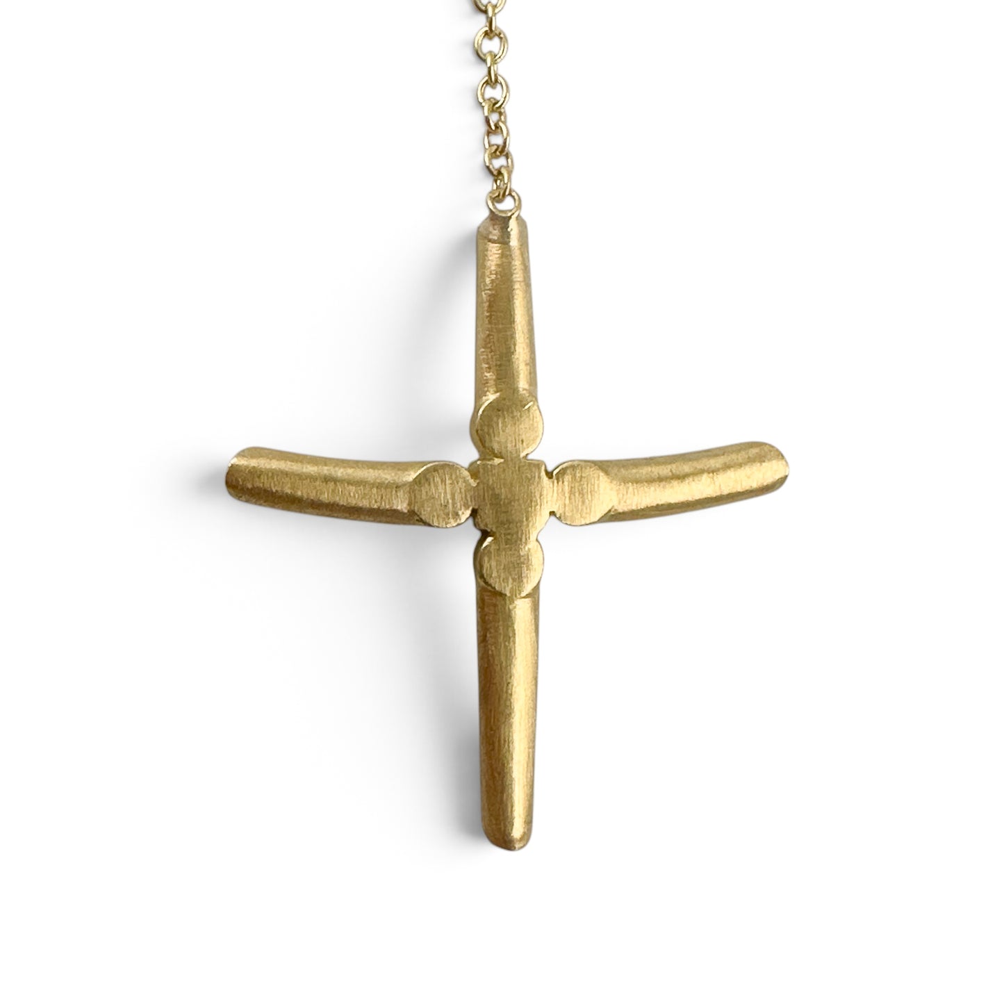 18k Yellow Gold Diamond Brushed Cross Lariat Y Drop Necklace 5.1g 0.16ctw 22"