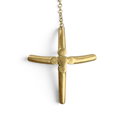 18k Yellow Gold Diamond Brushed Cross Lariat Y Drop Necklace 5.1g 0.16ctw 22"