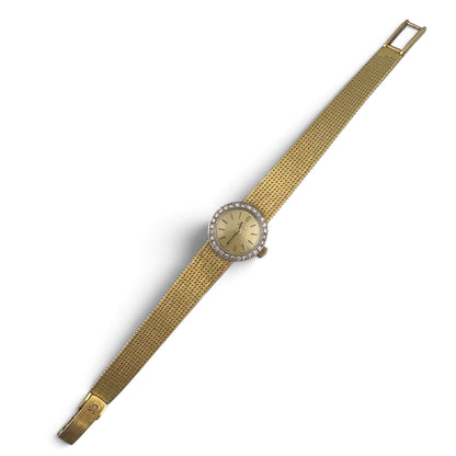 Omega 18k Yellow Gold Diamond Bezel 17.5mm Ladies Cocktail Dress Watch w/ BOX