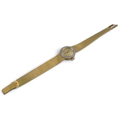 Omega 18k Yellow Gold Diamond Bezel 17.5mm Ladies Cocktail Dress Watch w/ BOX