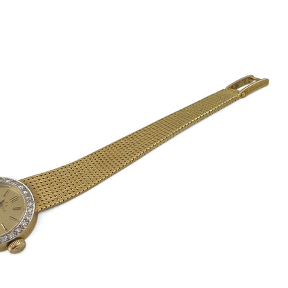 Omega 18k Yellow Gold Diamond Bezel 17.5mm Ladies Cocktail Dress Watch w/ BOX