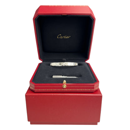 2026 Cartier LOVE 18k White Gold 10 Diamond Classic Bracelet SZ 17 BOX & CERT