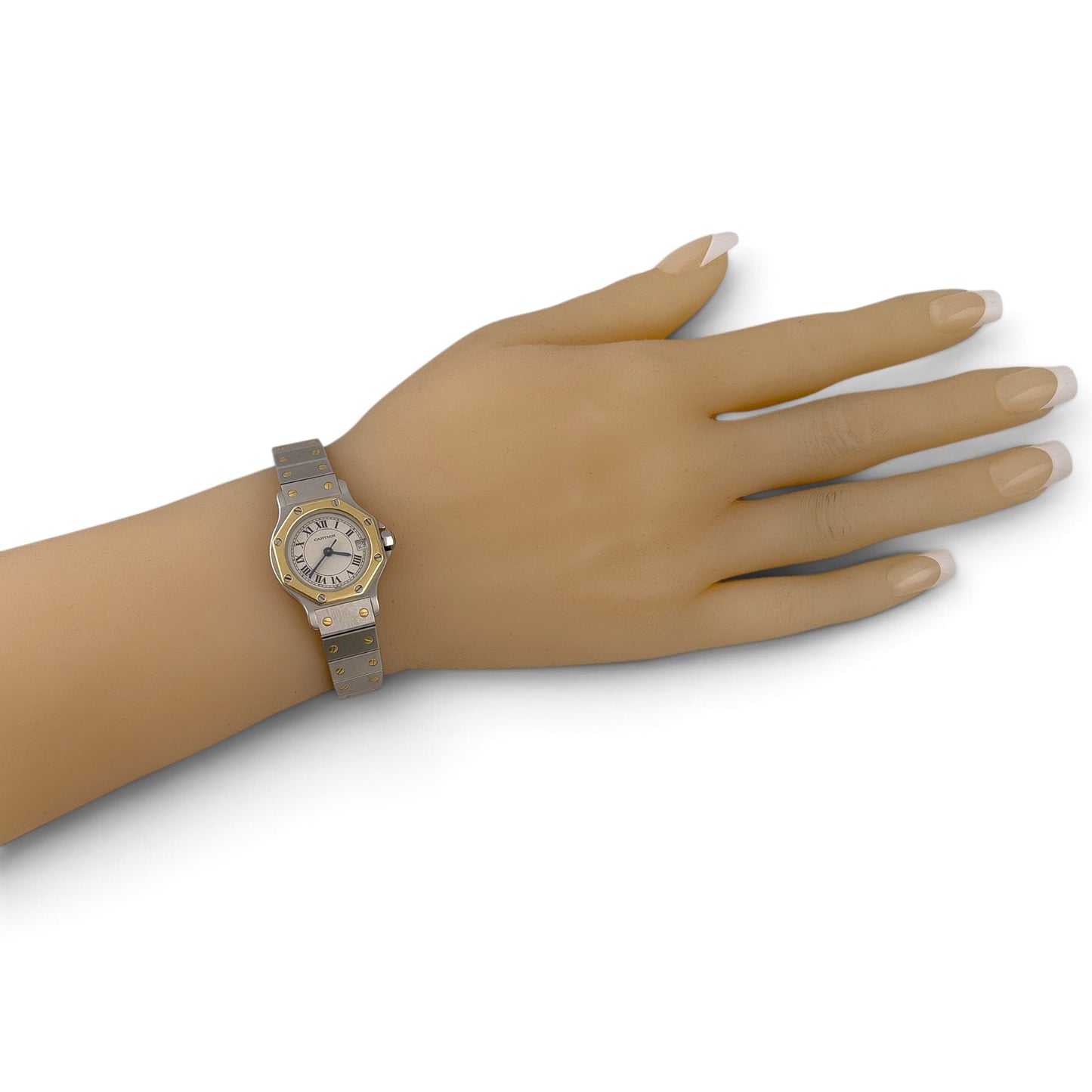 Cartier Santos de Octagon 187903 18k Gold Stainless Steel 25mm Ladies BOX PAPERS