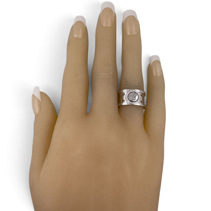 Gucci GG Icon Twirl 18k White Gold Diamond 11mm Band 0.16ctw 7.6g Ring Size 6