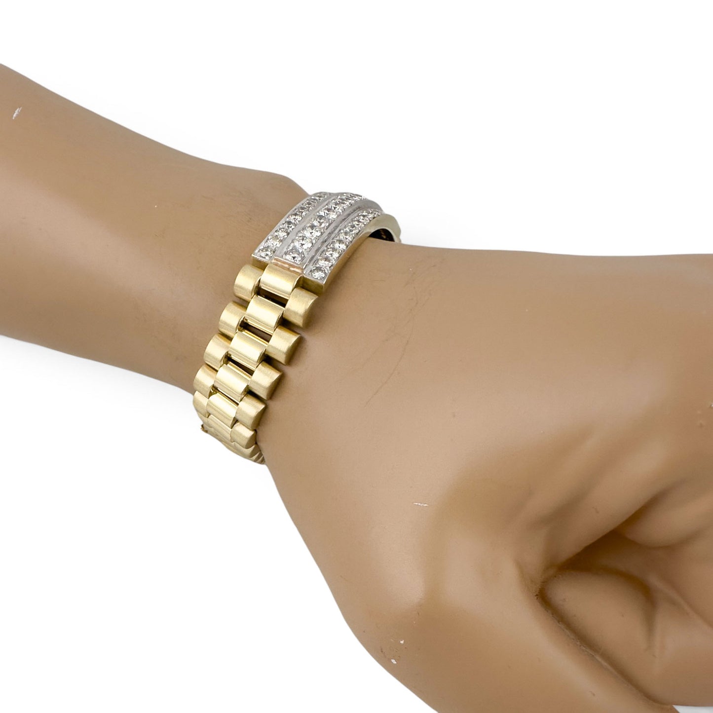 14k Yellow Gold Diamond President Link 14mm Bracelet 3.35ctw G-H SI1 7.5" 68.5g