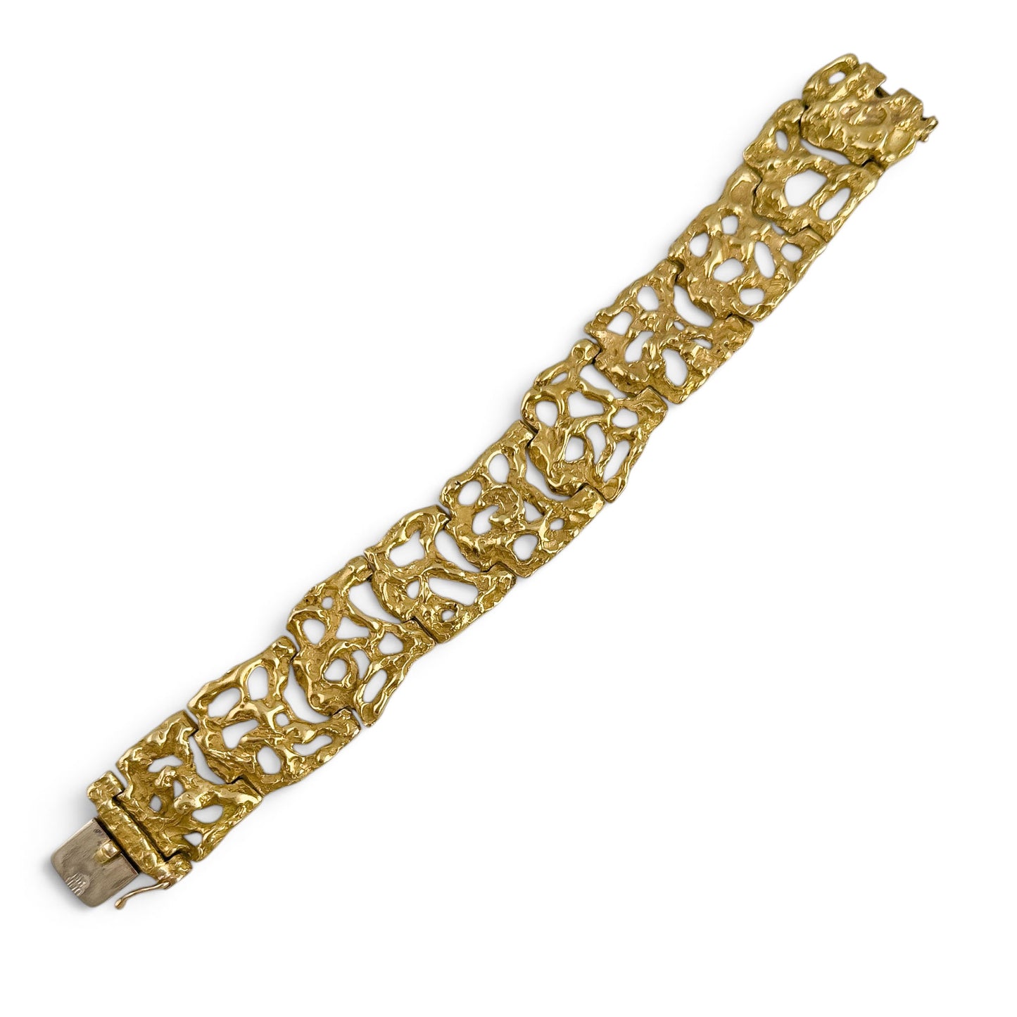 Arthur King Lost-Wax Casting Molten Freeform Brutalist 18k Yellow Gold Bracelet