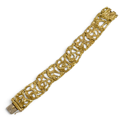 Arthur King Lost-Wax Casting Molten Freeform Brutalist 18k Yellow Gold Bracelet
