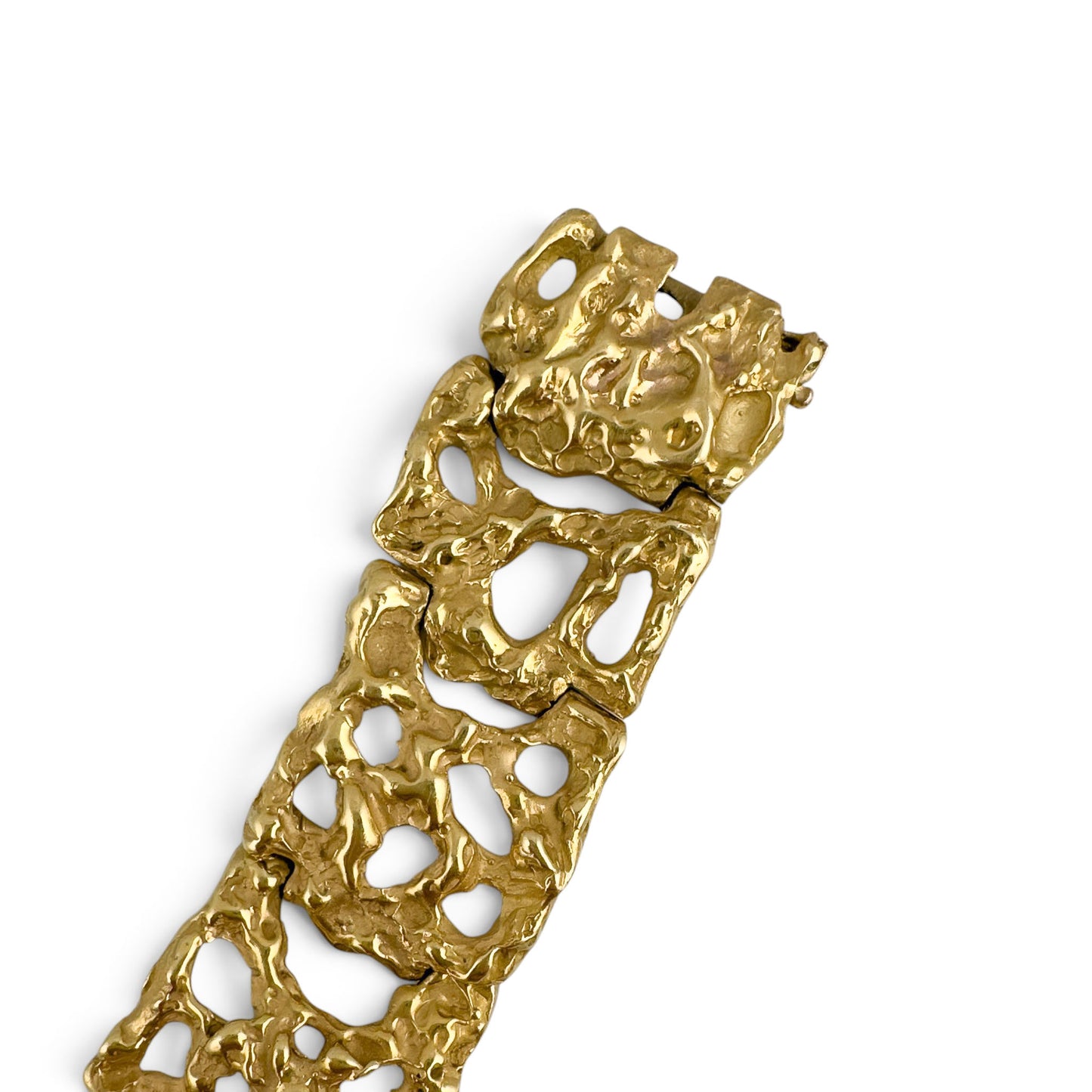 Arthur King Lost-Wax Casting Molten Freeform Brutalist 18k Yellow Gold Bracelet