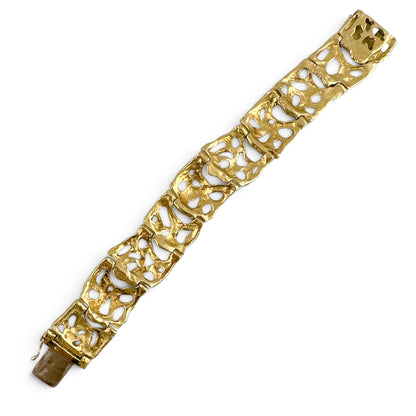 Arthur King Lost-Wax Casting Molten Freeform Brutalist 18k Yellow Gold Bracelet
