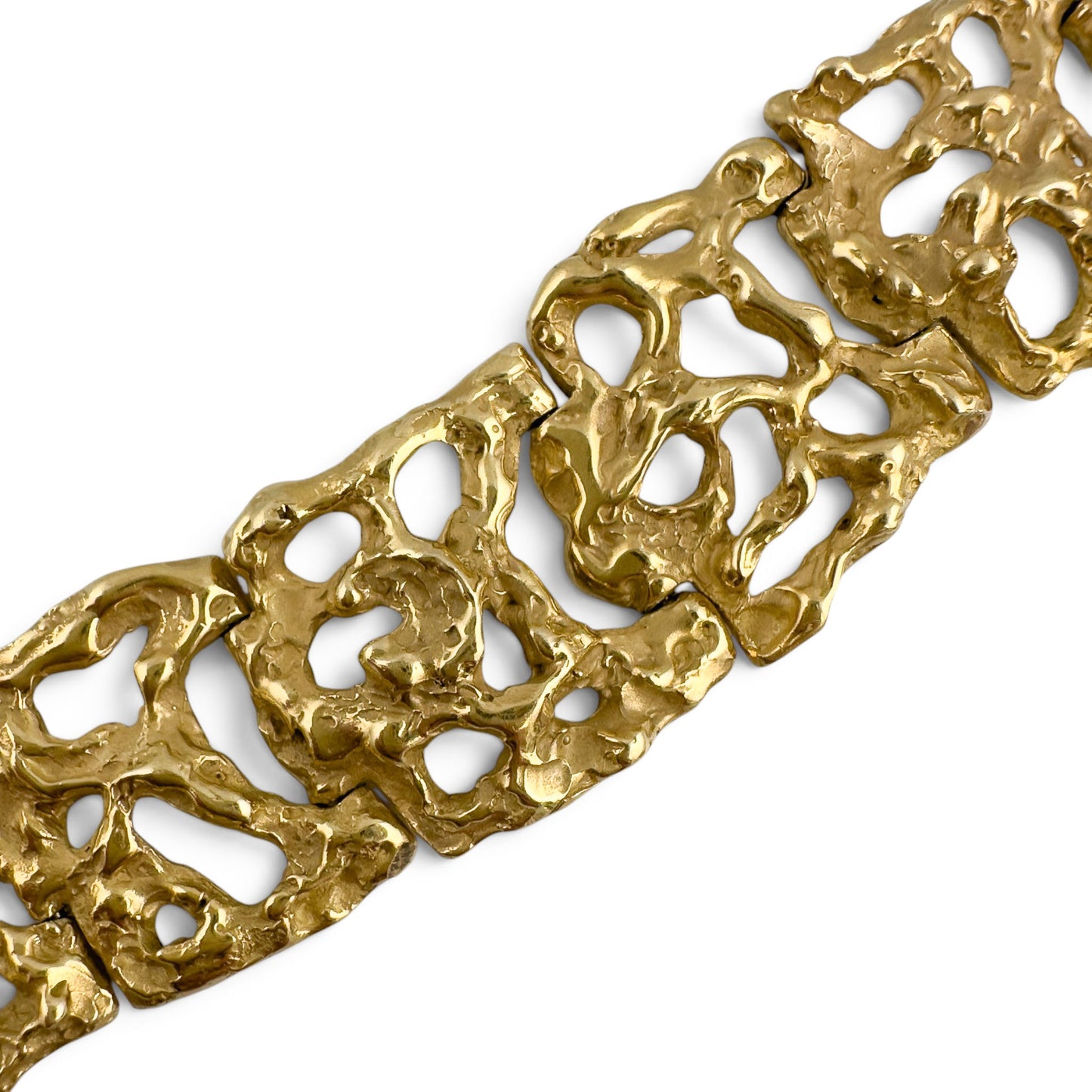 Arthur King Lost-Wax Casting Molten Freeform Brutalist 18k Yellow Gold Bracelet