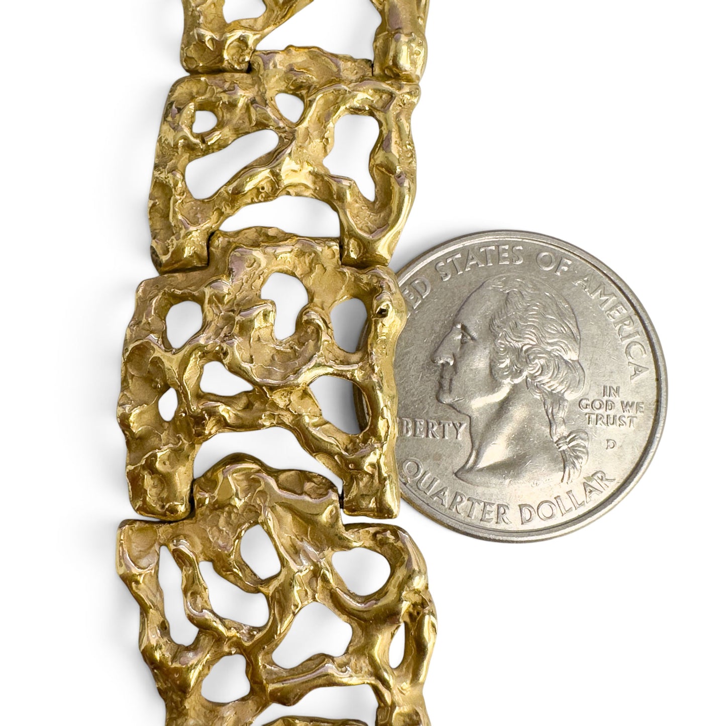Arthur King Lost-Wax Casting Molten Freeform Brutalist 18k Yellow Gold Bracelet