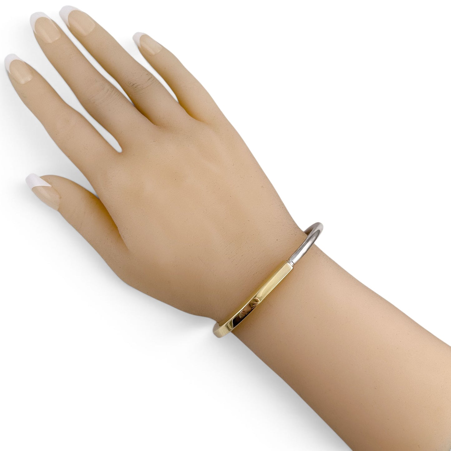 Tiffany & Co. Lock Bangle Two Tone Bracelet 18k White & Yellow Gold ITALY + BOX