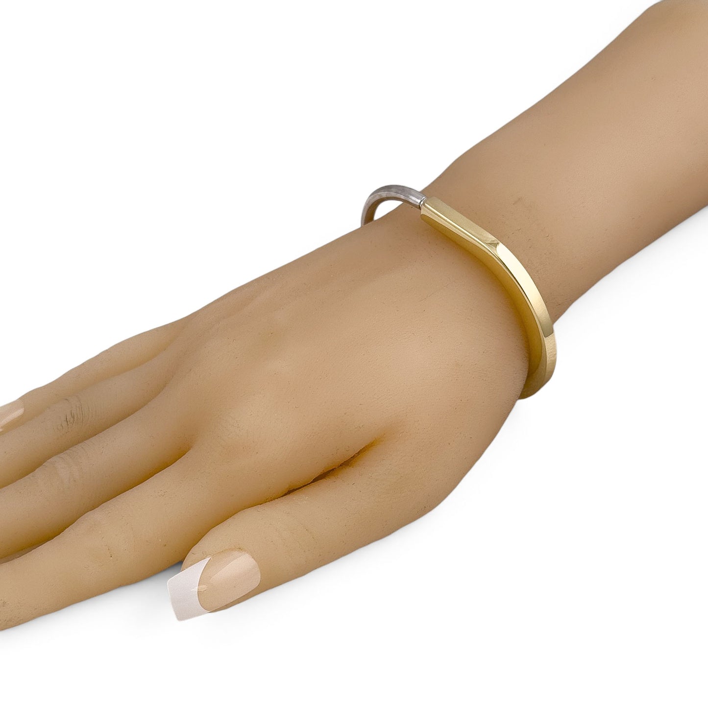 Tiffany & Co. Lock Bangle Two Tone Bracelet 18k White & Yellow Gold ITALY + BOX