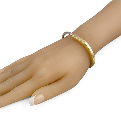 Tiffany & Co. Lock Bangle Two Tone Bracelet 18k White & Yellow Gold ITALY + BOX