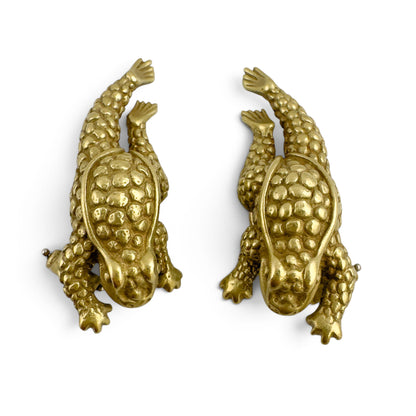 Barry Kieselstein-Cord Leaping Frog Toad 18k Yellow Gold Clip-On Earrings 18.9g