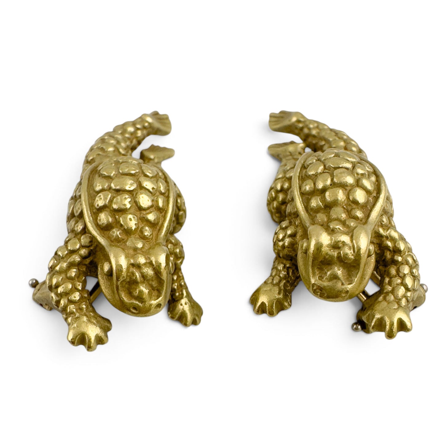 Barry Kieselstein-Cord Leaping Frog Toad 18k Yellow Gold Clip-On Earrings 18.9g