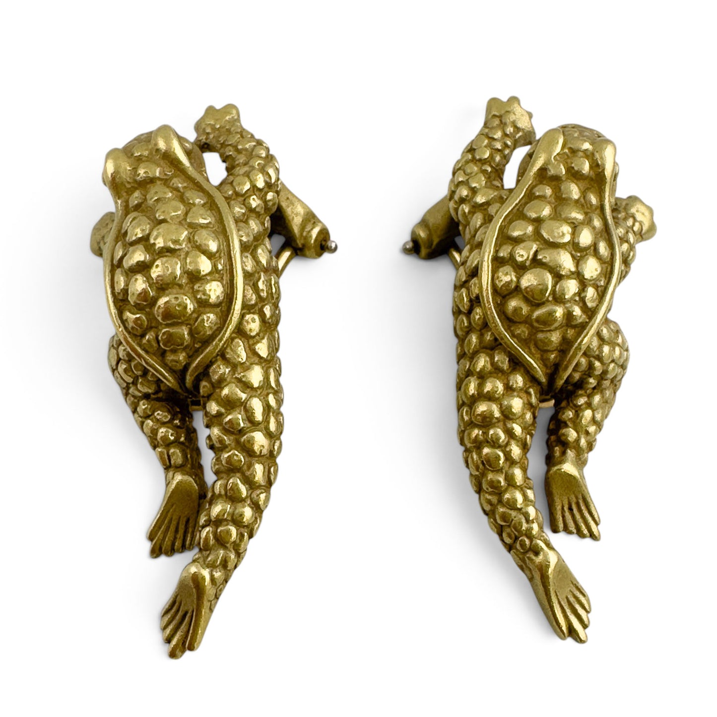 Barry Kieselstein-Cord Leaping Frog Toad 18k Yellow Gold Clip-On Earrings 18.9g