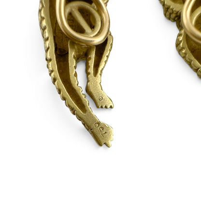 Barry Kieselstein-Cord Leaping Frog Toad 18k Yellow Gold Clip-On Earrings 18.9g