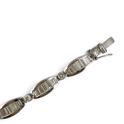 14k White Gold Baguette Diamond Station Link Bracelet 3.40ctw H SI2-I1 6.75"