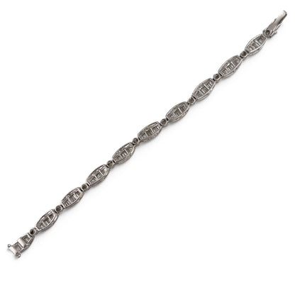 14k White Gold Baguette Diamond Station Link Bracelet 3.40ctw H SI2-I1 6.75"
