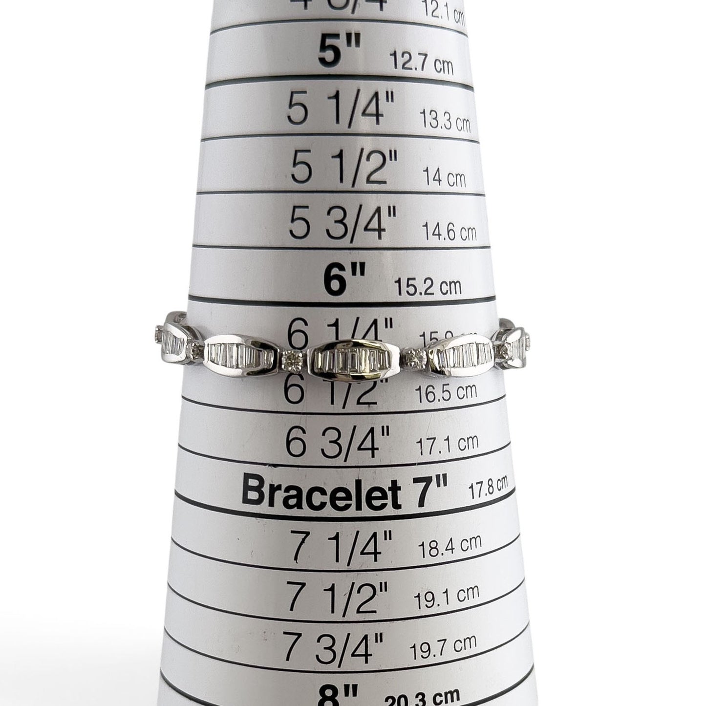 14k White Gold Baguette Diamond Station Link Bracelet 3.40ctw H SI2-I1 6.75"