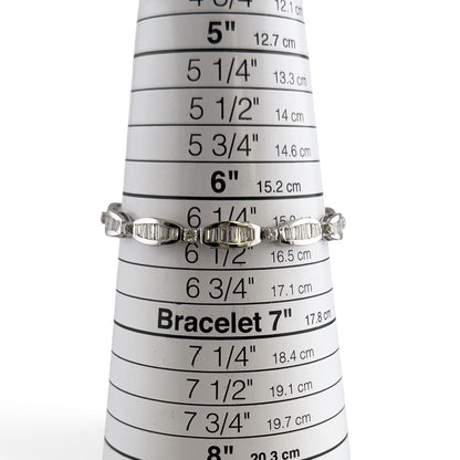 14k White Gold Baguette Diamond Station Link Bracelet 3.40ctw H SI2-I1 6.75"