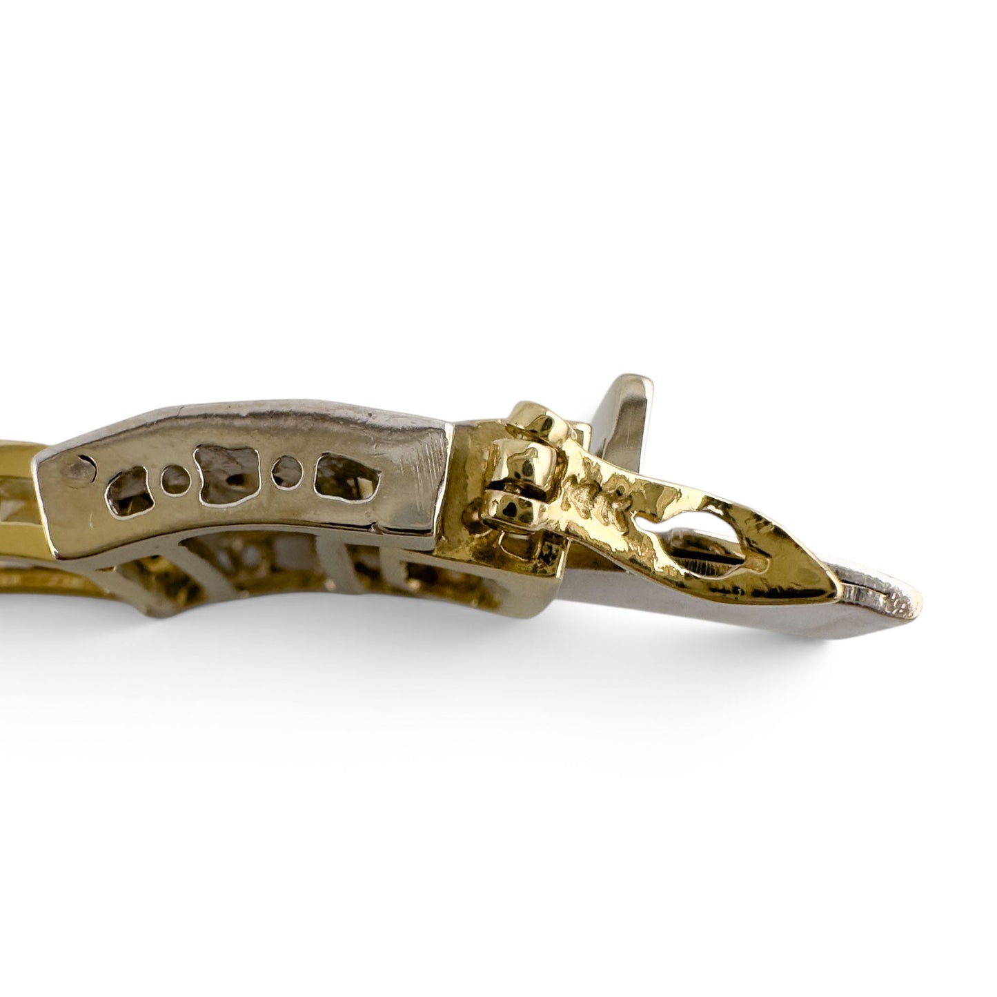 Mens 14k Yellow & White Gold Diamond Bar Link Station Bracelet 3.15ctw G-H SI 8"