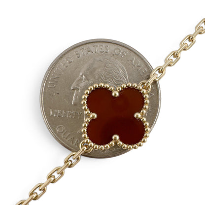 Van Cleef Arpels Carnelian 5 Motif Vintage Alhambra 18k Gold Bracelet + BOX RCPT