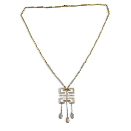 18k Yellow Gold Diamond Square Wish Knot Necklace 1.85ctw H-I SI1 26.8g 18"