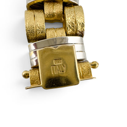 Mens 14k Yellow & White Gold 2-Tone Stipple & Smooth Textured Bracelet 38.9g 8"