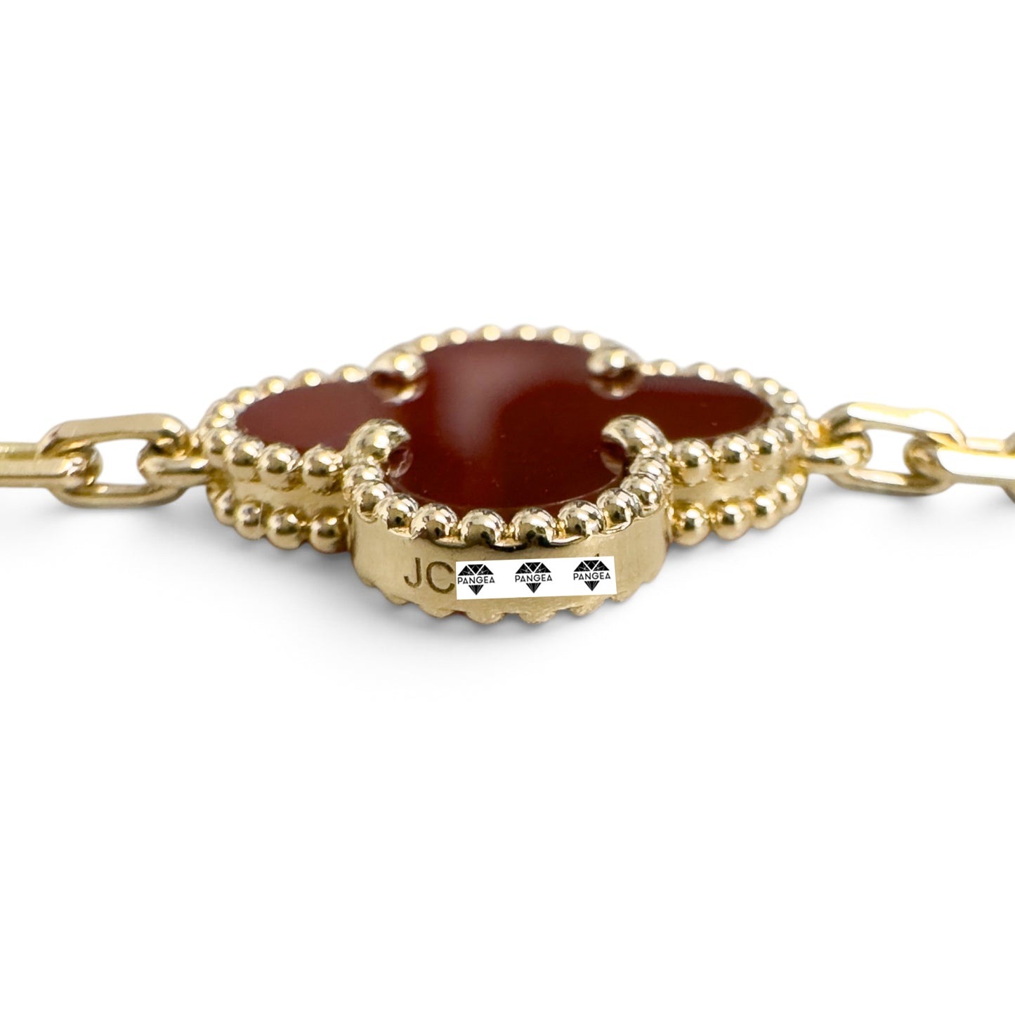 Van Cleef Arpels Carnelian 5 Motif Vintage Alhambra 18k Gold Bracelet + BOX RCPT
