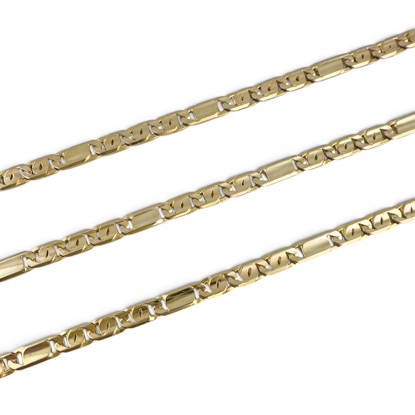 14k Yellow Gold Tiger Eye Link 4.40mm Chain Necklace 26.8g 23" ITALY